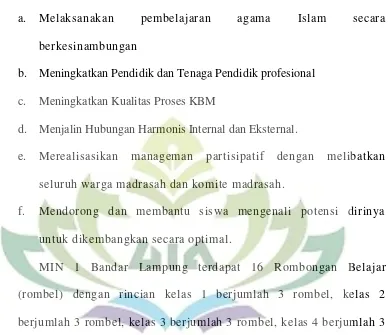 Tabel 4.1 Data Pendidik dan Tenaga Kependidikan MIN 1 Bandar Lampung 2017 