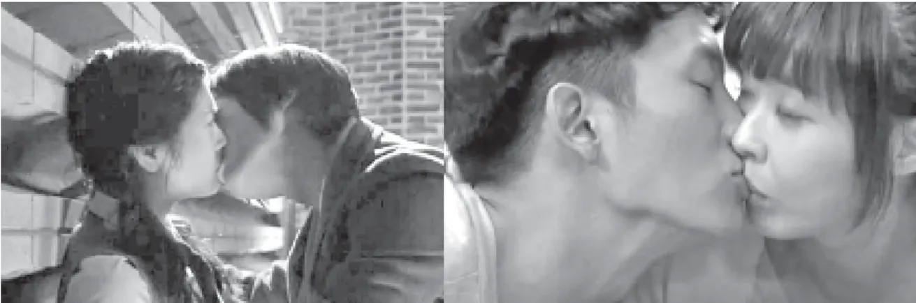 Gambar 1. Adegan Ciuman Sebelum Kencan Pertama di Film Naughty Kiss (kiri) dan Protect The Boss (kanan)