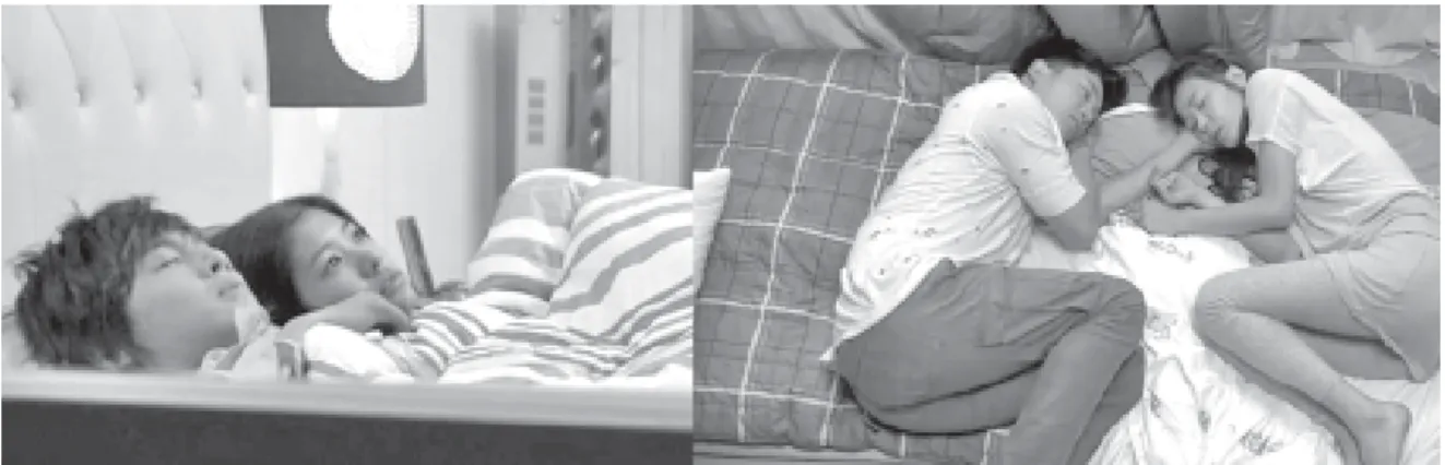 Gambar 2. Adegan Tidur Bersama sebelum Kencan Pertama di Film Naughty Kiss (kiri) dan Protect The Boss (kanan)