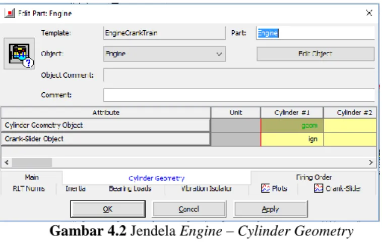Gambar 4.2 Jendela Engine – Cylinder Geometry 