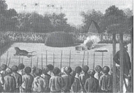 Fig. 6: Rampogan at the Alun-alun of Surakarta around 1885, by Jhr J.C. Rappard. (Source: Lombard 1996)