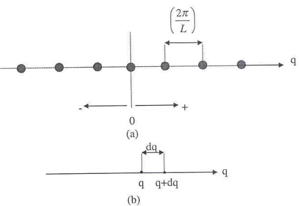 Gambar 2.2. Ruang - q satu dimensi : a. diskrit, dan b. malar 