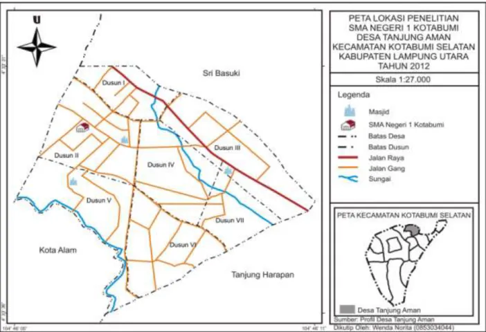 Gambar 1. Peta Administratif Lokasi Penelitian SMA Negeri 1 Kotabumi Lampung Utara 2012  