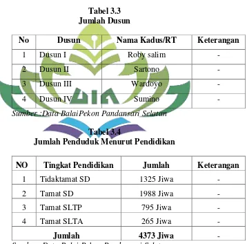 Tabel 3.3 Jumlah Dusun 