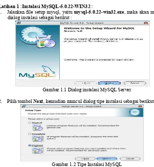 Gambar 1.1 Dialog instalasi MySQL Server 