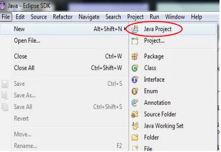 Gambar 1.2 Membuat Java Project 