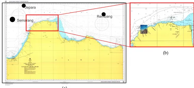Gambar 1. (a) Daerah Studi Semenanjung Muria, (b) Pembesaran Peta. Jepara 