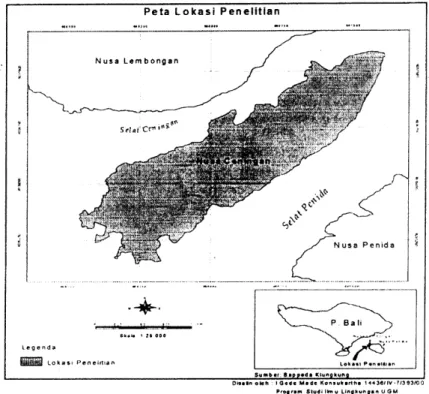 Gambar  1.  Peta  Lokasi  Penelitian  (Nusa  Ceningan)