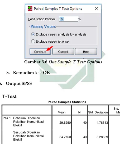 Gambar 3.6 One Sample T Test: Options 