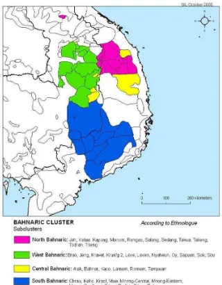 Figure 4. The Bahnaric language cluster according to the Ethnologue (Gordon 2005). 