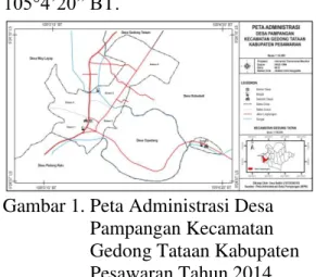Gambar 1. Peta Administrasi Desa   Pampangan Kecamatan  Gedong Tataan Kabupaten  Pesawaran Tahun 2014