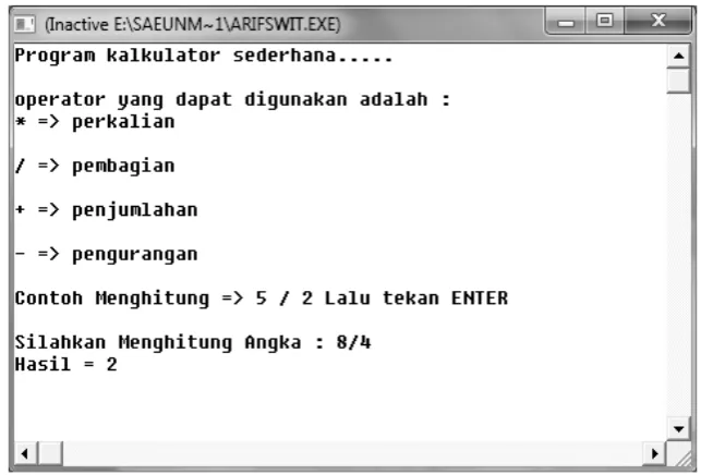 Gambar 6.1 contoh program kalkulator 