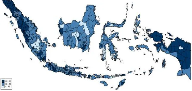 Figure 1.2009 Presidential Election Results by District (Vote for SBY, %) 