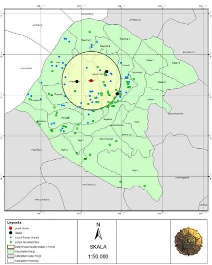 Gambar 5. Peta Kluster Penderita Positif MalariaPuskesmas kokap II Tahun 2012