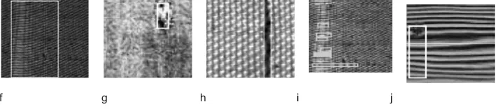 Figure 2. Some examples of defect detection on pattern fabric 
