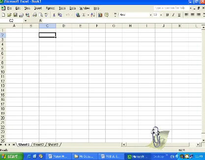 Gambar 1.  Jendela Aplikasi Excel 