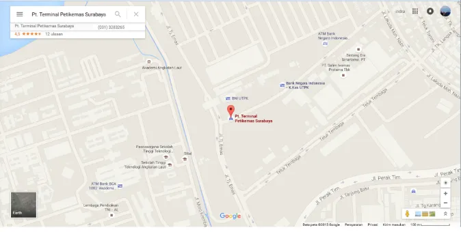 Gambar 1.2 Denah Lokasi PT. Terminal Petikemas SurabayaSumber data : Google maps