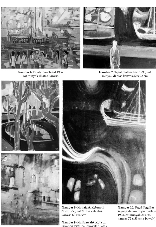 Gambar 8 (kiri atas). Kebun di  midi 1950, cat minyak di atas  kanvas 60 x 50 cm