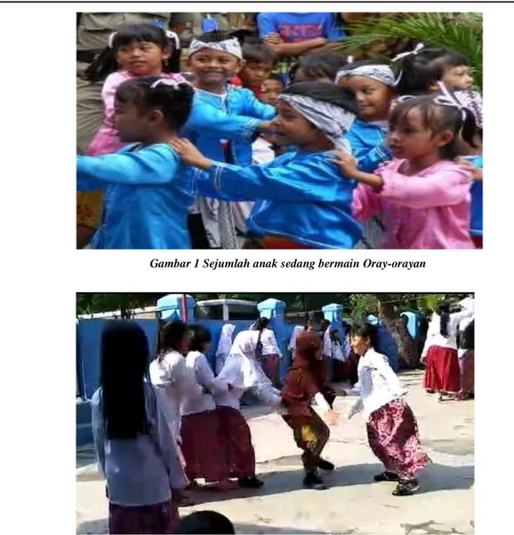 Gambar 2 Sejumlah Anak sedang Melakukan Kaulinan Oray- Oray-orayan di SD Isola Bandung 