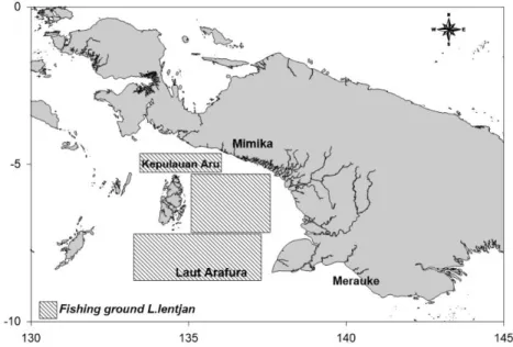 Gambar 1. Daerah penangkapan ikan Lethrinus lentjan di perairan Arafura  Analisis Data 