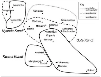 Figure 4. Some perceived boundaries of Sos Kundi dialects. 