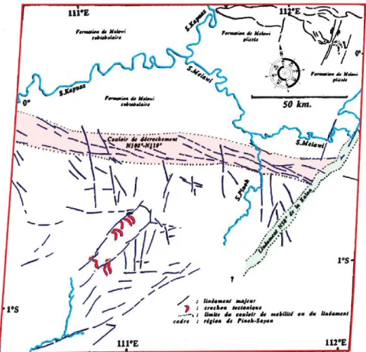 Gambar 4. Tektonik regional daerah Kalan dan sekitarnya [12]. 