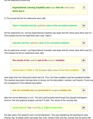 Table 2 indicates that the coefficient value of the correlation between