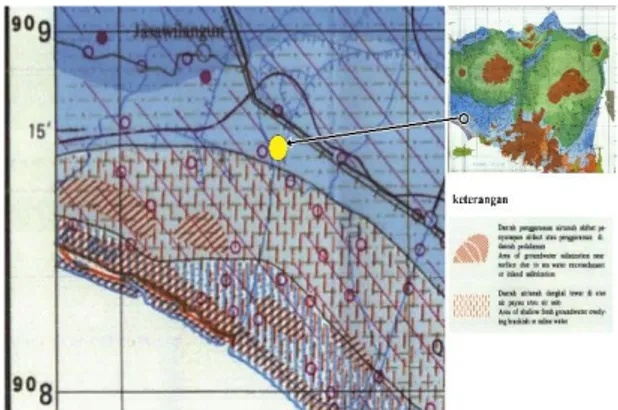 Gambar  1.Peta Hidrogeologi Region Je mbe r  dan Daerah Penelitian di Keca matan Jombang 