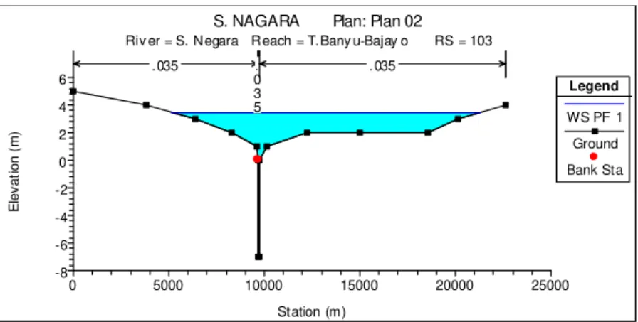 Gambar 6. Cross Section pada S. Negara Station 103 