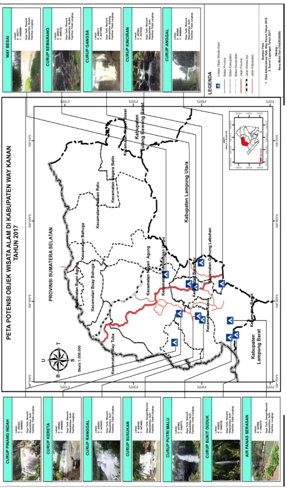 Gambar 05 Peta Potensi Wisata Alam Kabupaten Way Kanan Tahun 2017