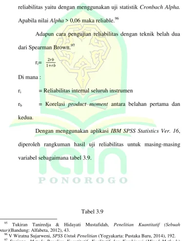 Tabel 3.9                                                            