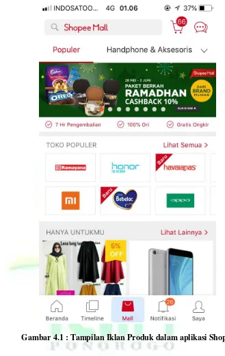 Gambar 4.1 : Tampilan Iklan Produk dalam aplikasi Shopee 