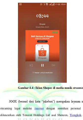 Gambar 4.4 : Iklan Shopee di media musik streaming 