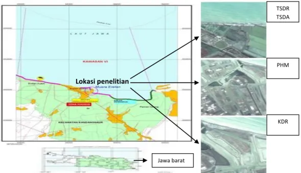 Gambar 1 Lokasi Penelitian Eretan Kandanghaur Jawa barat Lokasi penelitian  TSDR TSDA PHM KDA KDR 