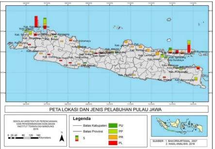 Gambar 6. Peta Lokasi Jumlah dan Jenis Pelabuhan di Pulau Jawa 