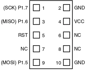 Figure 1.  AT89ISP Cable 10-pin Male Header Pinout