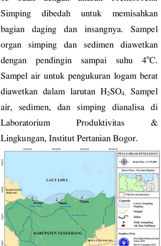 Gambar 2. Peta lokasi penelitian di pesisir  utara Kabupaten Tangerang 