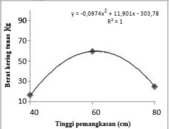 Grafik 6.  Pengaruh tinggi pemangkasan terhadap berat kering  tunas (g) 