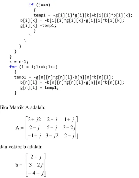 Gambar 2.3 Hasil invers matrik komplek 