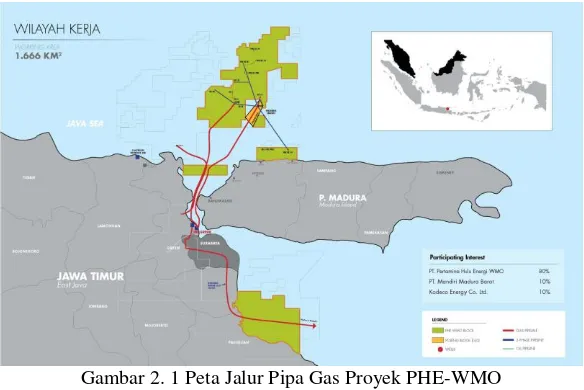 Gambar 2. 1 Peta Jalur Pipa Gas Proyek PHE-WMO 