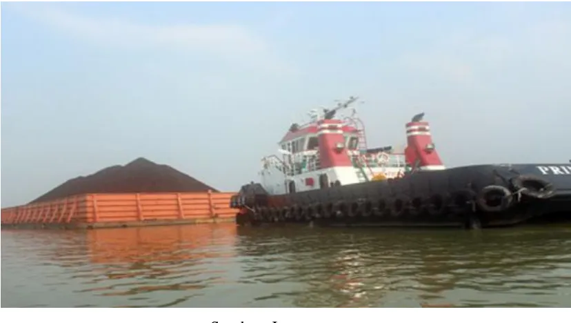 Gambar II. 11 Barge Berisi Muatan yang Ditarik Oleh Sebuah Tugboat 