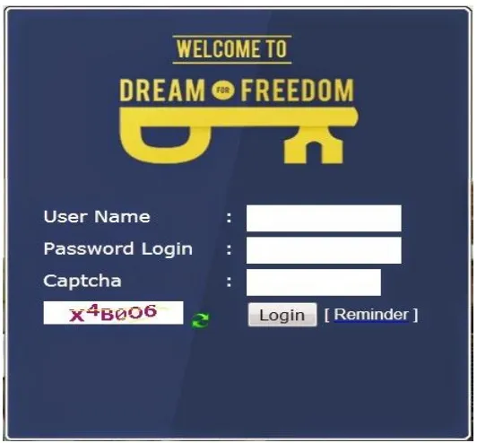 Gambar 4. kolom formulir pendaftaran member Dream For Freedom. 