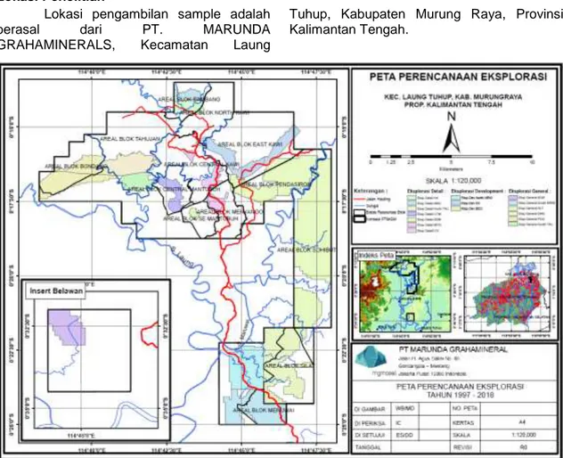 Gambar 1.  Peta lokasi daerah penelitian PT. MARUNDA GRAHAMINERALS, Kec. Laung                      Tuhup, Kab