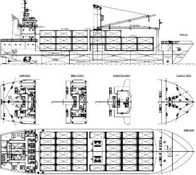 Gambar IV.1 General arrangement kontainer 100 TEUs 