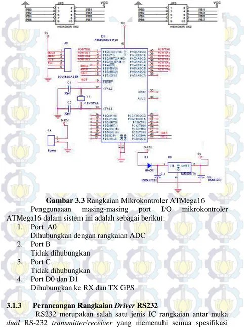 Gambar 3.3 Rangkaian Mikrokontroler ATMega16 