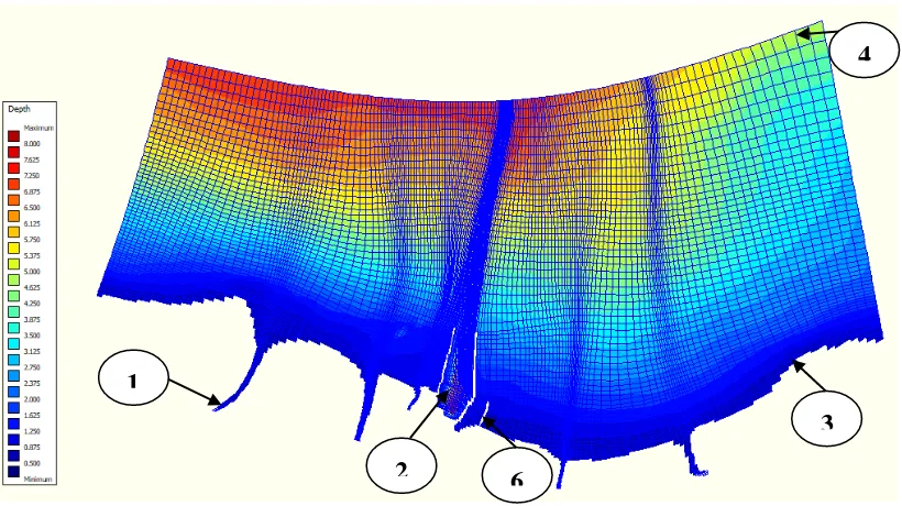 Gambar 4.11 Meshing model kedua dengan jetty 322 meter 