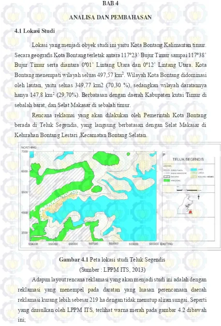 Gambar 4.1 Peta lokasi studi Teluk Segendis 