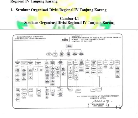 Gambar 4.1 Struktur Organisasi Divisi Regional IV Tanjung Karang 