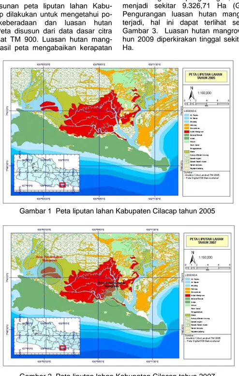Gambar 2  Peta liputan lahan Kabupaten Cilacap tahun 2007 