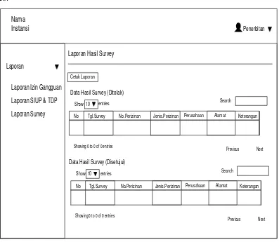 Gambar 3.28 Rancangan Interface Laporan – Laporan Survey 